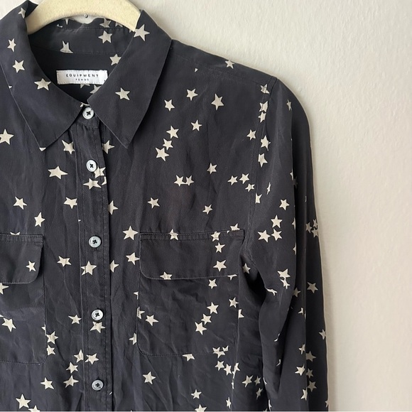 Equipment Starry Night 100% silk shirt Classy Star Print Black Size Small - Picture 5 of 10